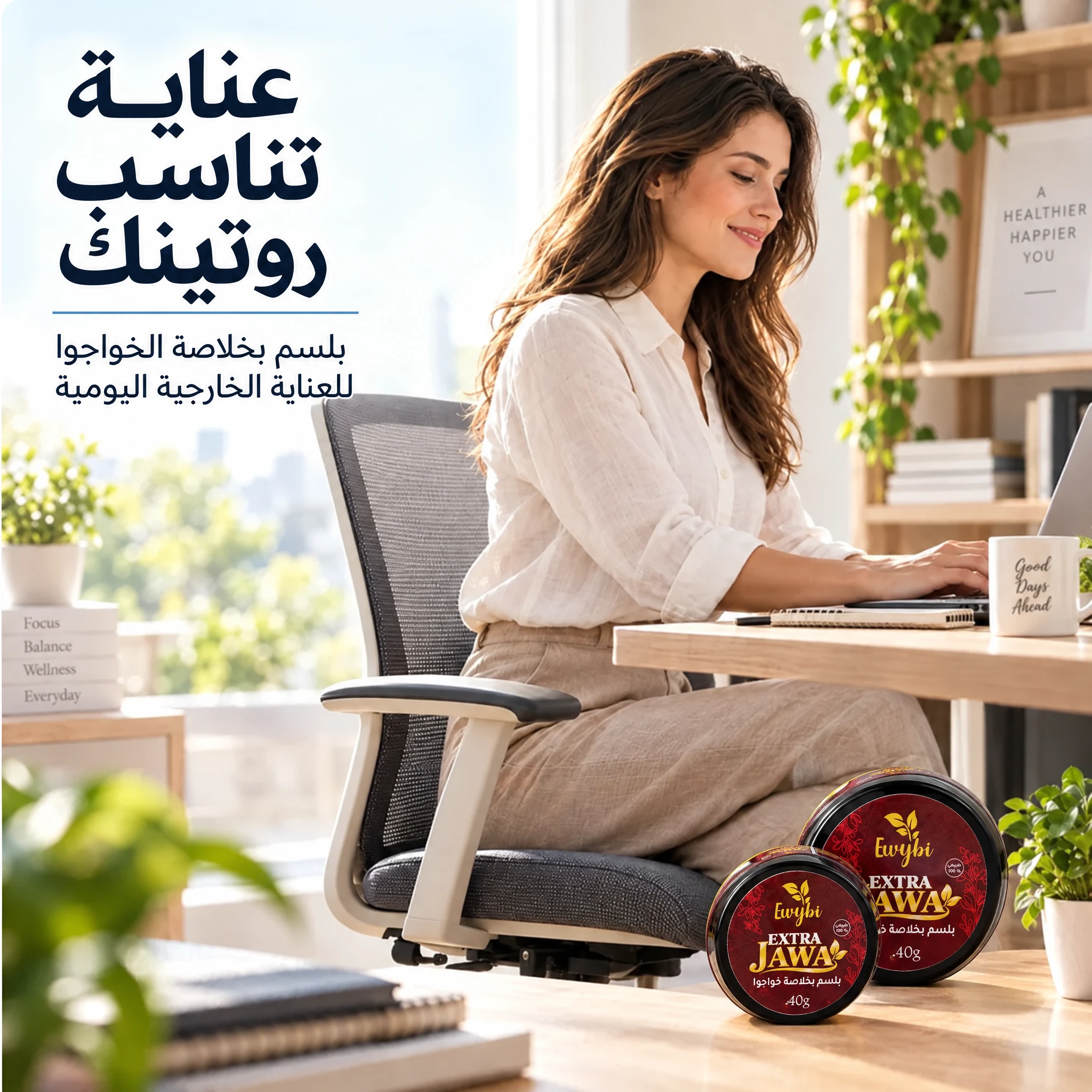 مشهد المرأة في المكتب مع بلسم إكسترا جاوا
